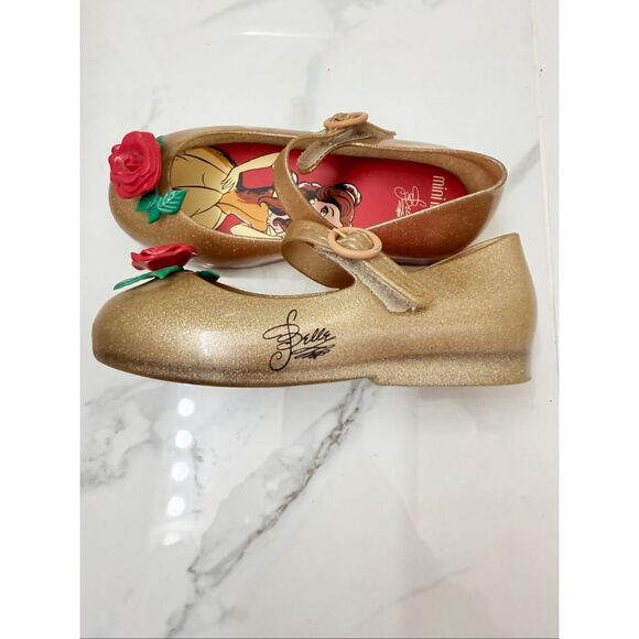 Mini Melissa Toddler Size 10 Disney Belle Gold Mary Jane - Picture 3 of 5